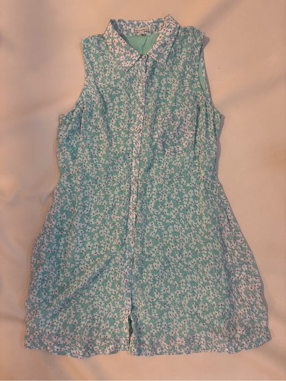 Lucca Couture Mint Floral Sleeveless Shirt Dress